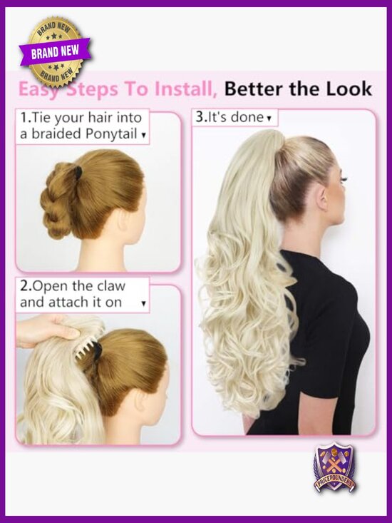 24 Inch Long Curly Wavy Claw Clip Ponytail Extension Hairpiece main image 2